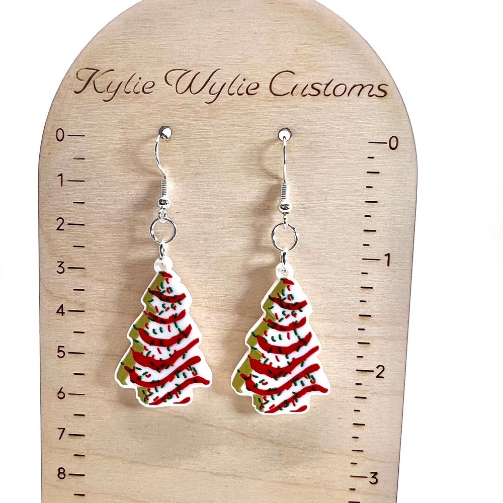 Lil Debbie Tree Cake Earrings - Christmas Earrings - Xmas Earrings - Snack Earri - Picture 6 of 8